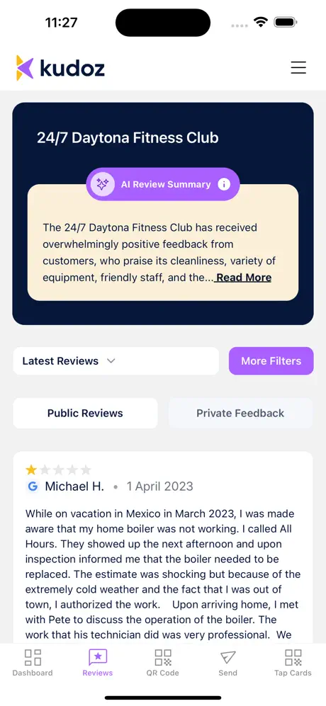 Kudoz Reviews Mobile App screenshot